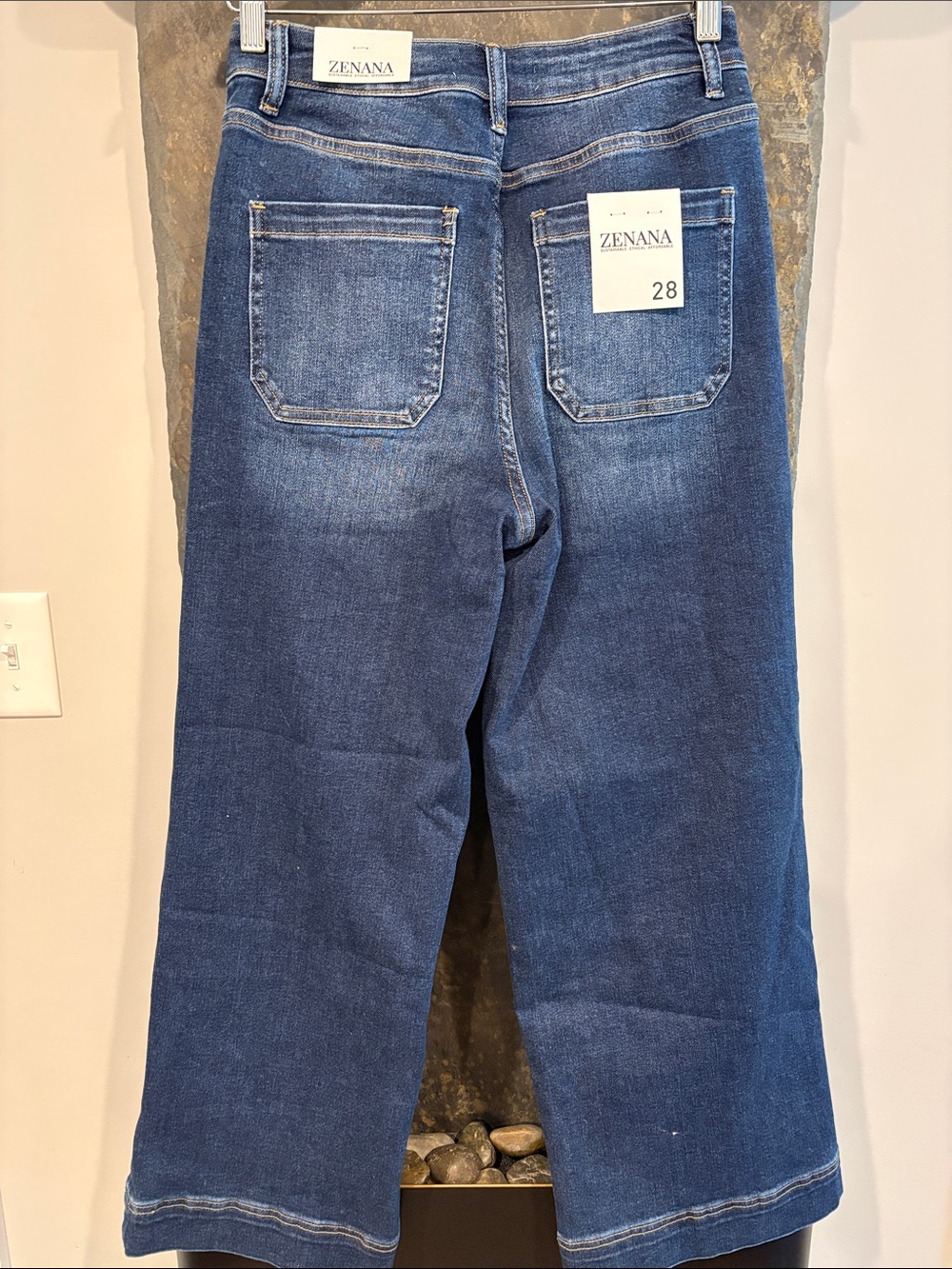 NWT Zenana Outfitters Deep Blue Flare Wide-Leg Jeans - Picture 6 of 10